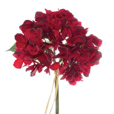 Artificial Hydrangea Bouquets - Hydrangea Victoria Bouquet Red (32cmH)