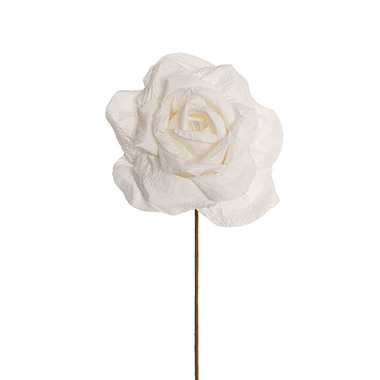 Gift AF - Artificial Roses - Lina Large Crepe Paper Rose Stem White (24cmDx66cmH)