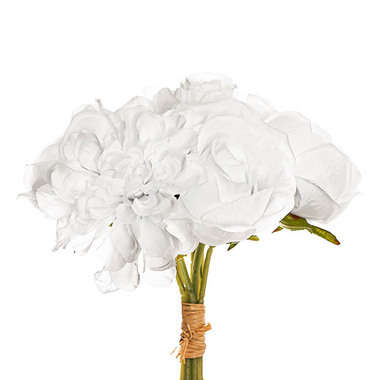 Gift AF - Other Artificial Bouquets - Dahlia & Cabbage Rose Bouquet Pure White (28cmH)