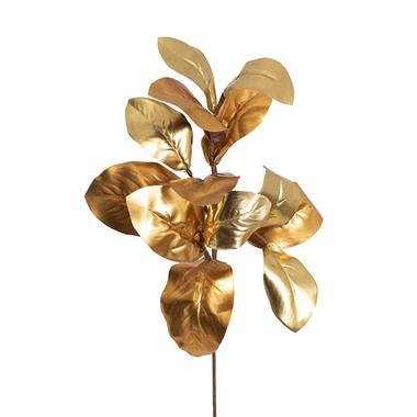 Gift AF - Greenery - Artificial Metallic Leaves - Metallic Magnolia Leaf Spray Gold (75cmH)