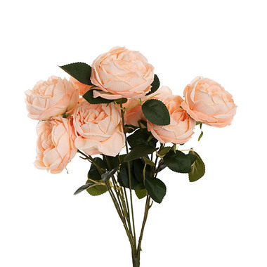 Artificial Rose Bouquets - Cabbage Rose x 10 Heads Bouquet Soft Peach (9cmDx45cmH)