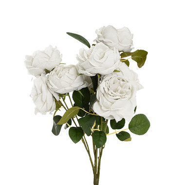 Artificial Rose Bouquets - Cabbage Rose x 10 Heads Bouquet White (9cmDx45cmH)