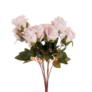 Artificial Rose Bouquets - Grandiflora Rose x 9 Heads Bouquet Blush Pink (7cmDx46cmH)