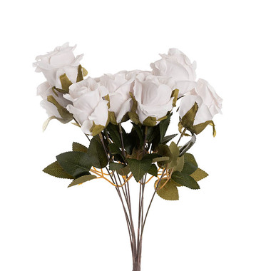 Gift AF - Artificial Rose Bouquets - Grandiflora Rose x 9 Heads Bouquet White (7cmDx46cmH)