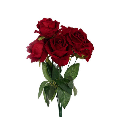 Gift AF - Artificial Rose Bouquets - Velvet Rose x 9 Heads Bouquet Dark Red (9cmDx44cmH)
