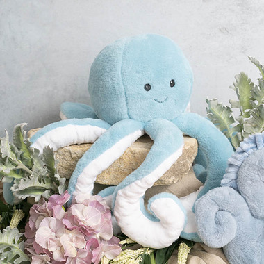 Sea Animal Toys - Octopus Sally Plush Soft Toy Soft Turquoise Blue (21cmST)