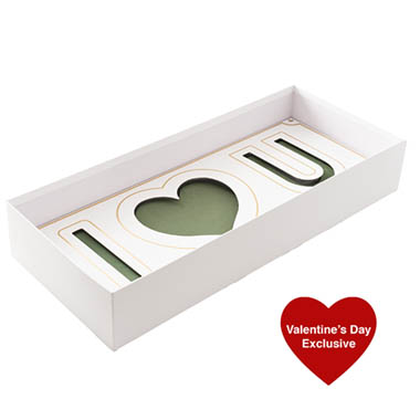 Rose Box Deluxe - I Love U Rose Box with Foam Insert White (61x26x11Hcm)