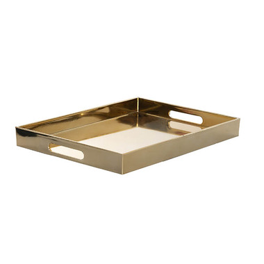 Decorative Trays - Tray Rectangular w Handles Metallic Gold (40x30x4cmH)