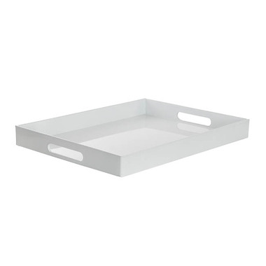 Decorative Trays - Tray Rectangular w Handles White (40x30x4cmH)