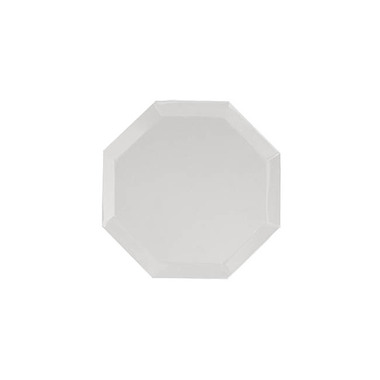 Candle Plates - Octagon Mirror Glass Bevelled Plate Pack 4 Silver (10cmD)