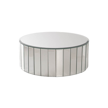 Table Risers - Round Mirror Strip Bevelled Riser Platform Silver (30x12cmH)