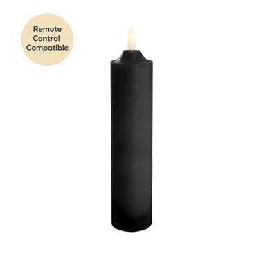 Gift Candle - LED Pillar Candles - Wax LED Trueflame Flickering Pillar Candle Black (5DX23cmH)