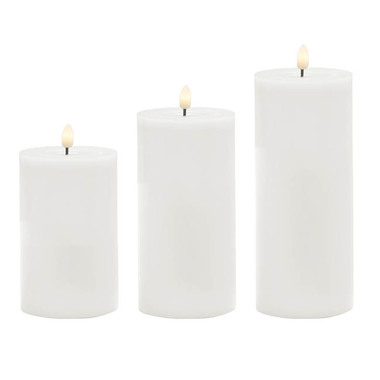 Gift Candle - LED Pillar Candles - Wax LED Trueflame Event Pillar Candle Set White 10x15/20/25