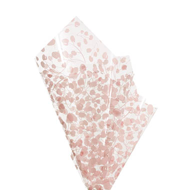 Cello Pattern - Cello Clear 40mic Eucalyptus Leaves Blush Pk100 (50x70cm)