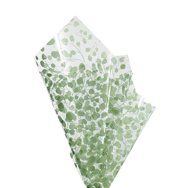 Cello Pattern - Cello Clear 40mic Eucalyptus Leaves Green Pk100 (50x70cm)