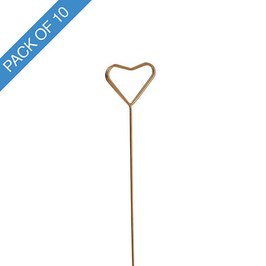 Metal Picks - Pick Card Holder Metal Heart Gold Pack 10 (3.2cmx34cmL)