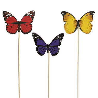 Wooden Picks - Pick Wooden Butterflies Pattern Assorted Pack 12 (9cmx28cmH)