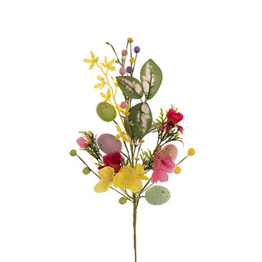 Gift Seasonal - Easter Wreaths & Garlands - Easter Egg Mixed Flower Spray Multi Colour (55cmH)