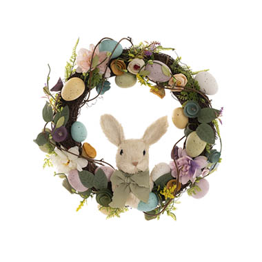 Gift Seasonal - Easter Wreaths & Garlands - Bunny Easter Egg Fern Wreath Multi Colour (42cmD)