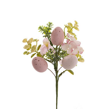 Gift Seasonal - Easter Wreaths & Garlands - Decorative Easter Egg Pick w Flowers Pink (25cmH)