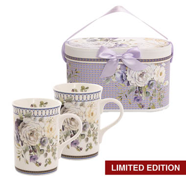 Mugs - Garden Rose 2 Piece Mug Gift Set Soft Purple (18.6x9x11.3cm)