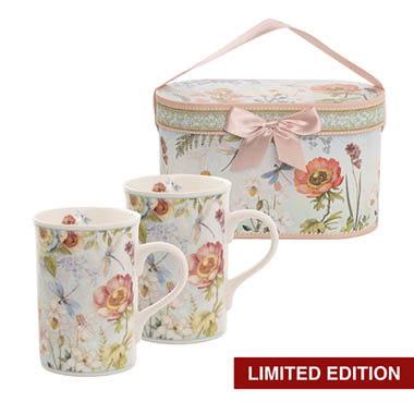 Mugs - Floral Dragonfly 2 Piece Mug Gift Set Blue (18.6x9x11.3cm)