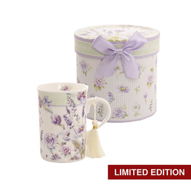 Mugs - Rose & Lavender Mug w Tassel Gift Set Violet (12.3x11.2cm)