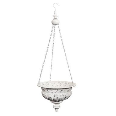 Hanging Pots - Hanging Metal Planter Pot Antique White (34.5x94cmH)