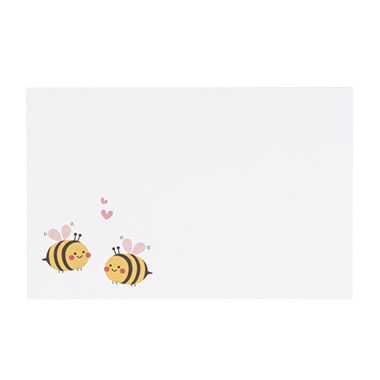 Florist Enclosure Cards - Cards White Bees in Love (10x6.5cmH) Pk 50