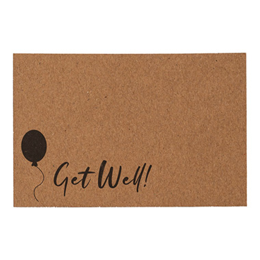 Florist Enclosure Cards - Cards Brown Kraft Get Well Plain (10x6.5cmH) Pk 50