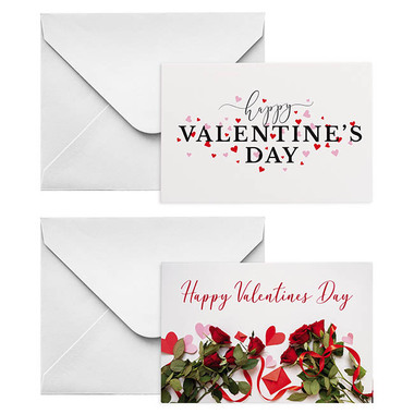 Florist Enclosure Cards - Cards Elegant Valentines & Envelope White Pk50 (10x6.5cmH)