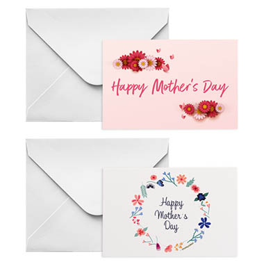 Florist Enclosure Cards - Cards Mothers Day Florals & Envelopes Pack 50 (10x6.5cmH)