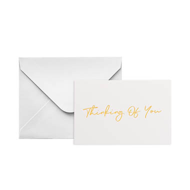 Florist Enclosure Cards - Gold Foil Card & Envelope Thinking of You Pack25 (10x6.5Hcm)