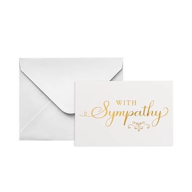 Florist Enclosure Cards - Gold Foil Card & Envelope With Sympathy Pack 25 (10x6.5Hcm)