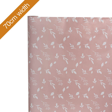 Wrapping | Paper 001 - Wrapping Paper Rolls - Wrapping Paper Roll Leaf Sprays Print Gloss Pink (70cmx25m)