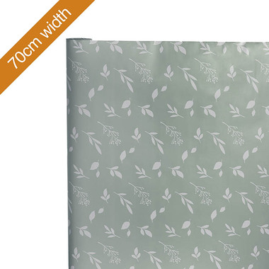 Wrapping | Paper 001 - Wrapping Paper Rolls - Wrapping Paper Roll Leaf Sprays Print Gloss Sage (70cmx25m)