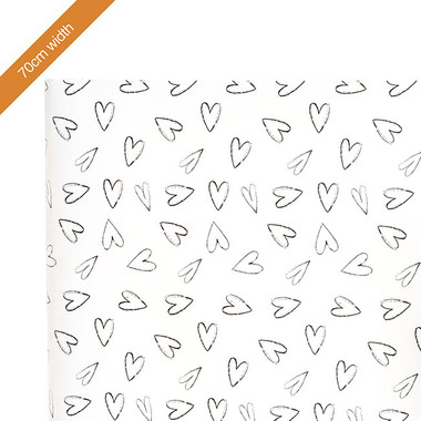 Wrapping | Paper 001 - Wrapping Paper Rolls - Wrapping Paper Roll Hearts Print Gloss White (70cmx25m)