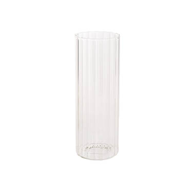 C Glass Clear - Glass Cylinder Vases - Glass Cylinder Event Vase Ribbed Clear (10Dx25cmH)