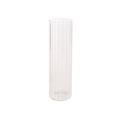 C Glass Clear - Glass Cloches - Glass Cylinder Event Vase Ribbed Clear (10Dx30cmH)