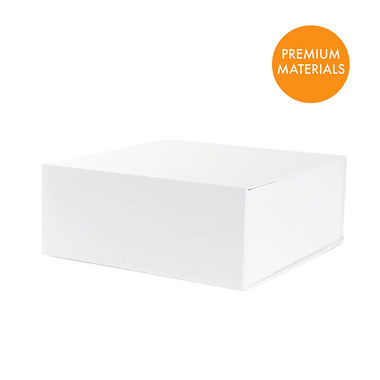 Magnetic Boxes - Hamper Gift Box Magnetic Flap Square White (25x25x10cmH)