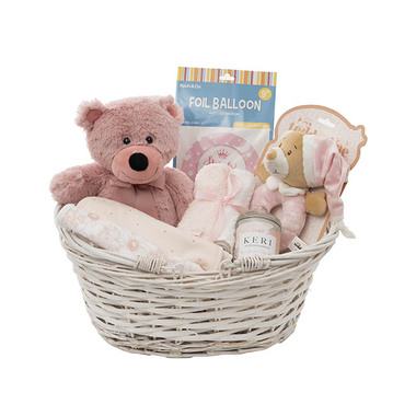 Baby Hampers - Jelly Bean Teddy Bear Gift Basket Baby Hamper Pink