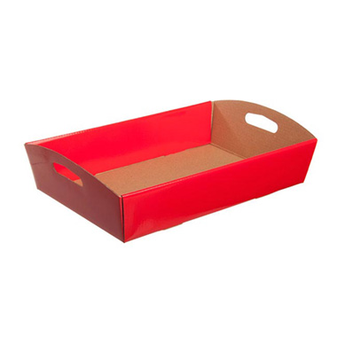 Pack Hamper - Cardboard Hamper Tray - Hamper Tray Flat Pack Medium Red (34x22x7cmH)