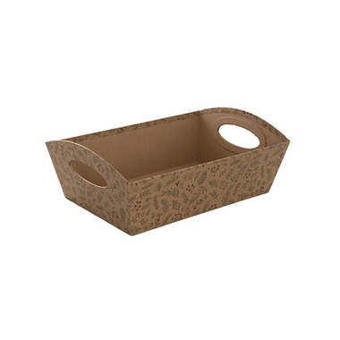 Pack Hamper - Cardboard Hamper Tray - Hamper Tray Rigid Christmas Holly Large Brown (33x23x12cmH)