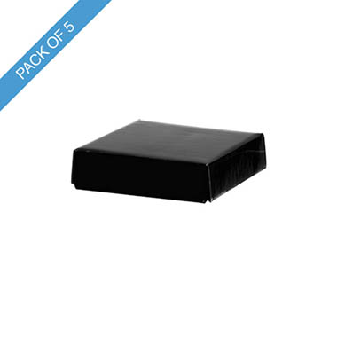Pack GBox - Gift Box With Lid - Posy Box Lid Mini Gloss Black Pack 5 (14x14x3.5cmH)