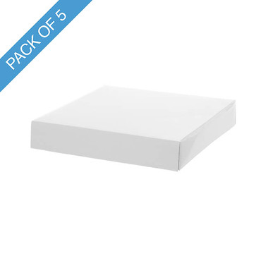Pack GBox - Gift Box With Lid - Posy Box Lid Large Gloss White Pack 5 (22x22x4cmH)