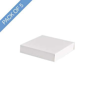 Pack GBox - Gift Box With Lid - Posy Box Lid Medium Gloss White Pack 5 (16.5x16.5x4cmH)