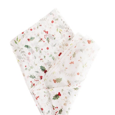 Tissue Paper Pattern - Tissue Paper Christmas Holly Pack 100 17gsm (50x75cm)