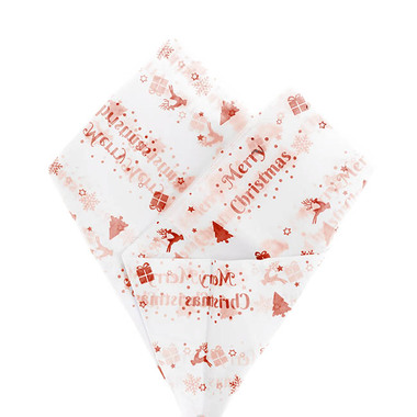 Tissue Paper Pattern - Tissue Paper Merry Christmas Pack 100 17gsm Red (50x75cm)