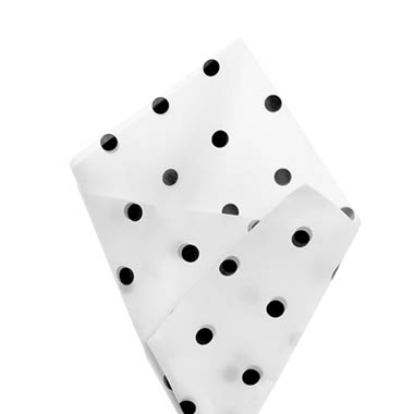 Tissue Paper Pattern - Tissue Paper Inspo Black Spots Pk100 17gsm White (50x75cm)