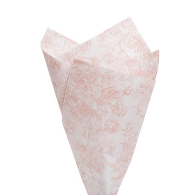 Tissue Paper Pattern - Tissue Paper Inspo Florals Pk100 21gsm Pink White (50x75cm)